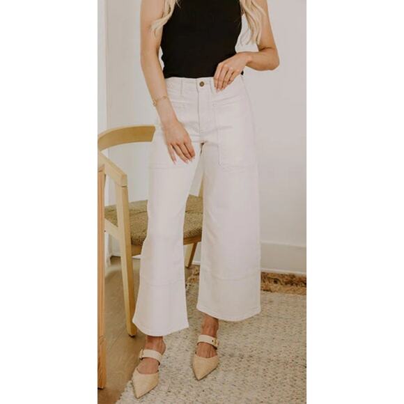 Maeve Collete Wide Leg Crop Jean Whote SIze 32 - Picture 1 of 5